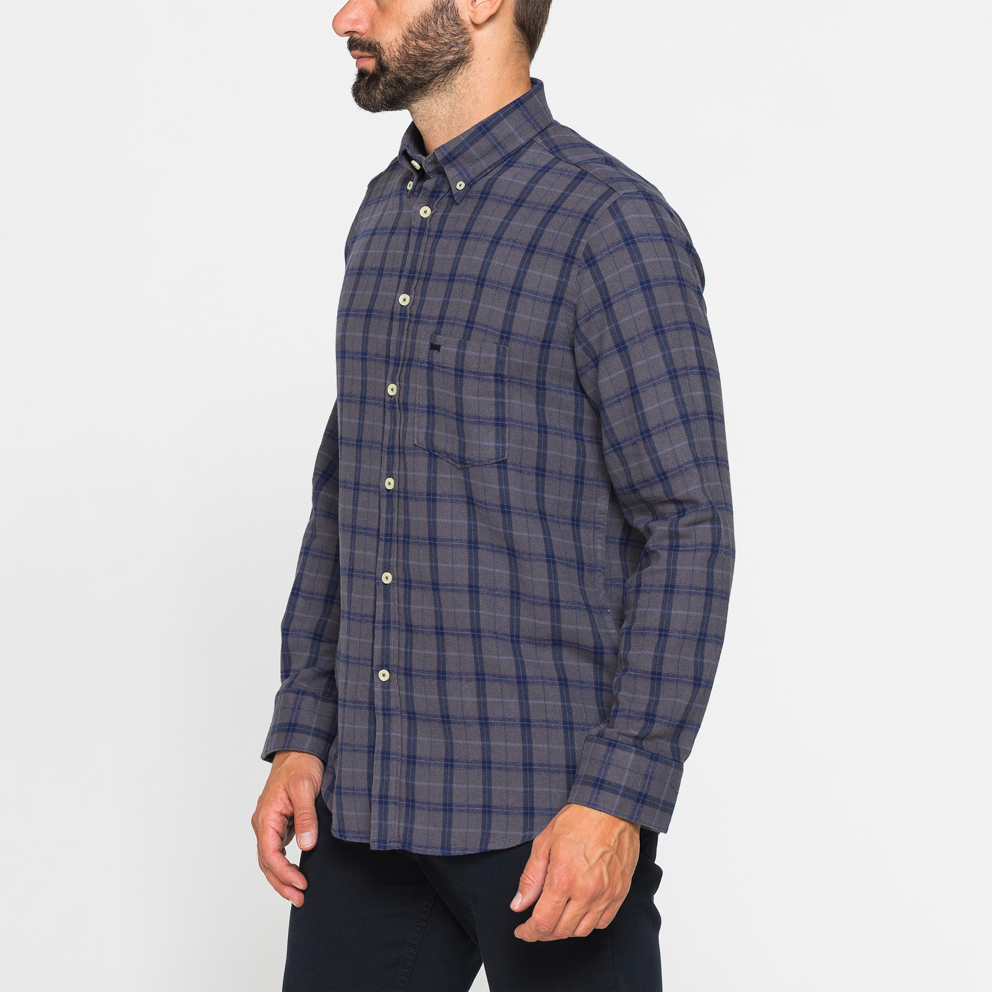 CAMICIA FANTASIA TINTO FILO IN FLANELLA LEGGERA