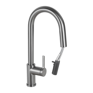 Timeless mitigeur d'évier à levier en acier inoxydable avec douchette extractible, monotrou, gun metal brossé (TMLKF285BGM)