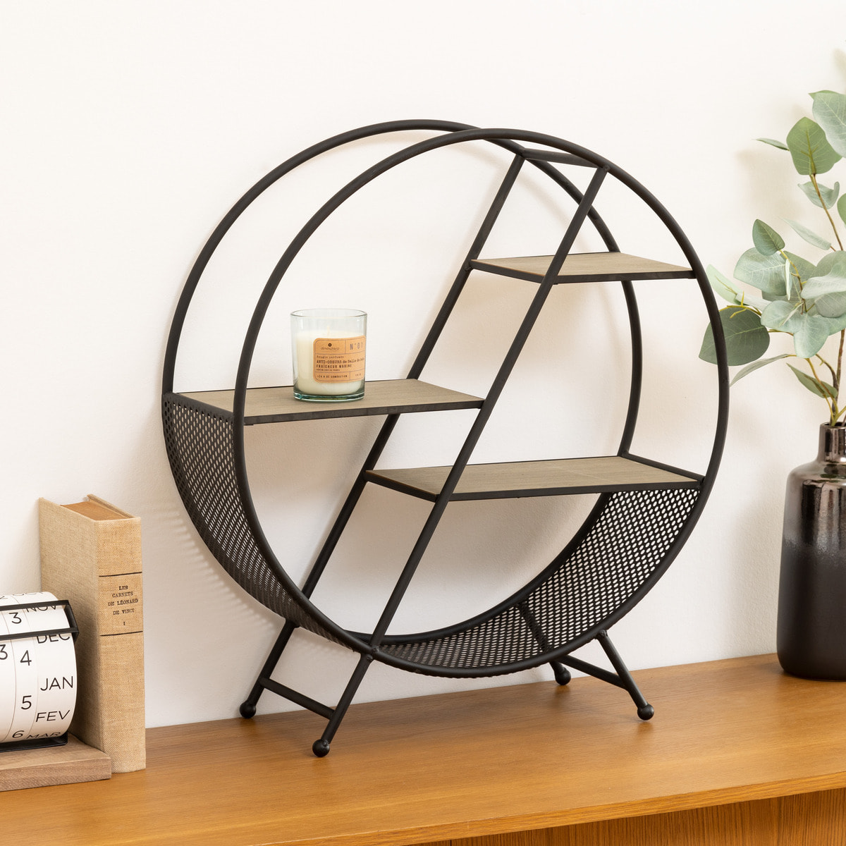 Étagère "Timeo" ronde noir D50cm