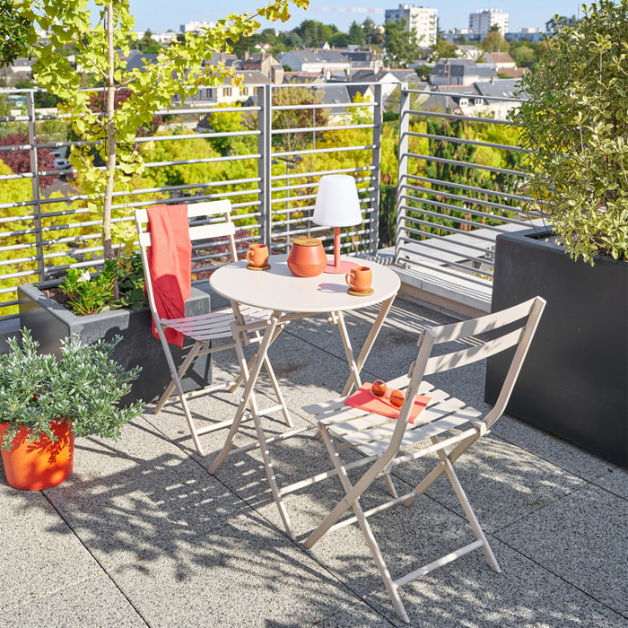 Table de jardin pliante ronde "Greensboro" argile 2 places