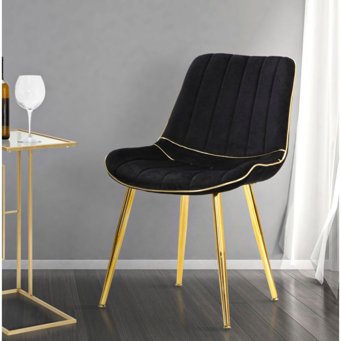 SEDIA PARIS NERA/GOLD SET 2 PZ CM 51X59X79