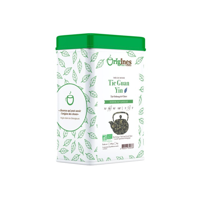 Tie Guan Yin - Thé oolong Bio de Chine - Boîte Métal 100g