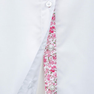 Camicia LADY LAW bianco contrasti fiori rosa