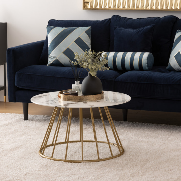 Table basse Rayo effet marbre blanc D70cm