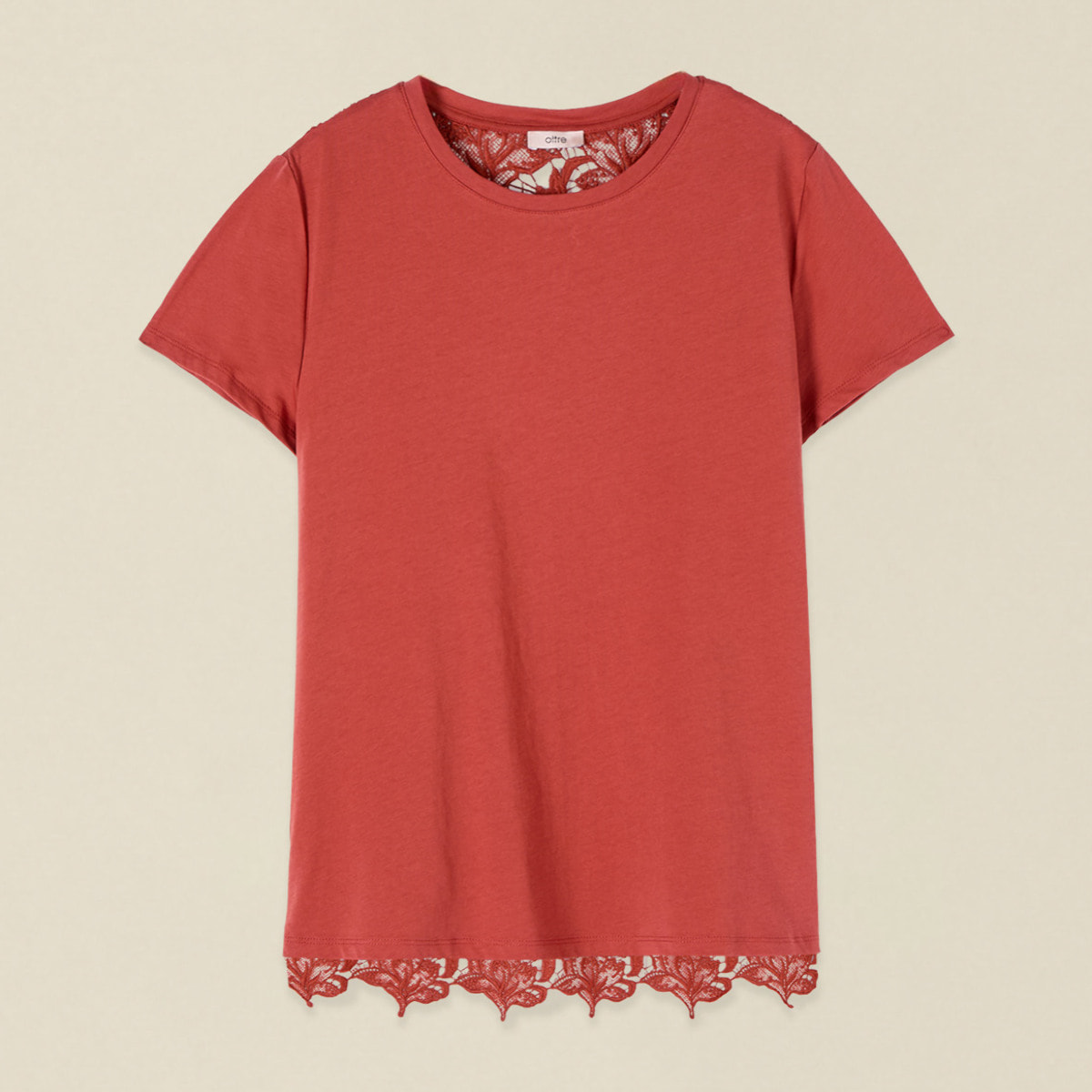 Oltre - T-shirt parte dietro in pizzo - Arancione