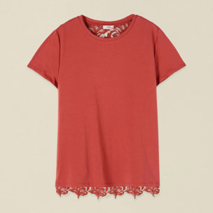 Oltre - T-shirt parte dietro in pizzo - Arancione