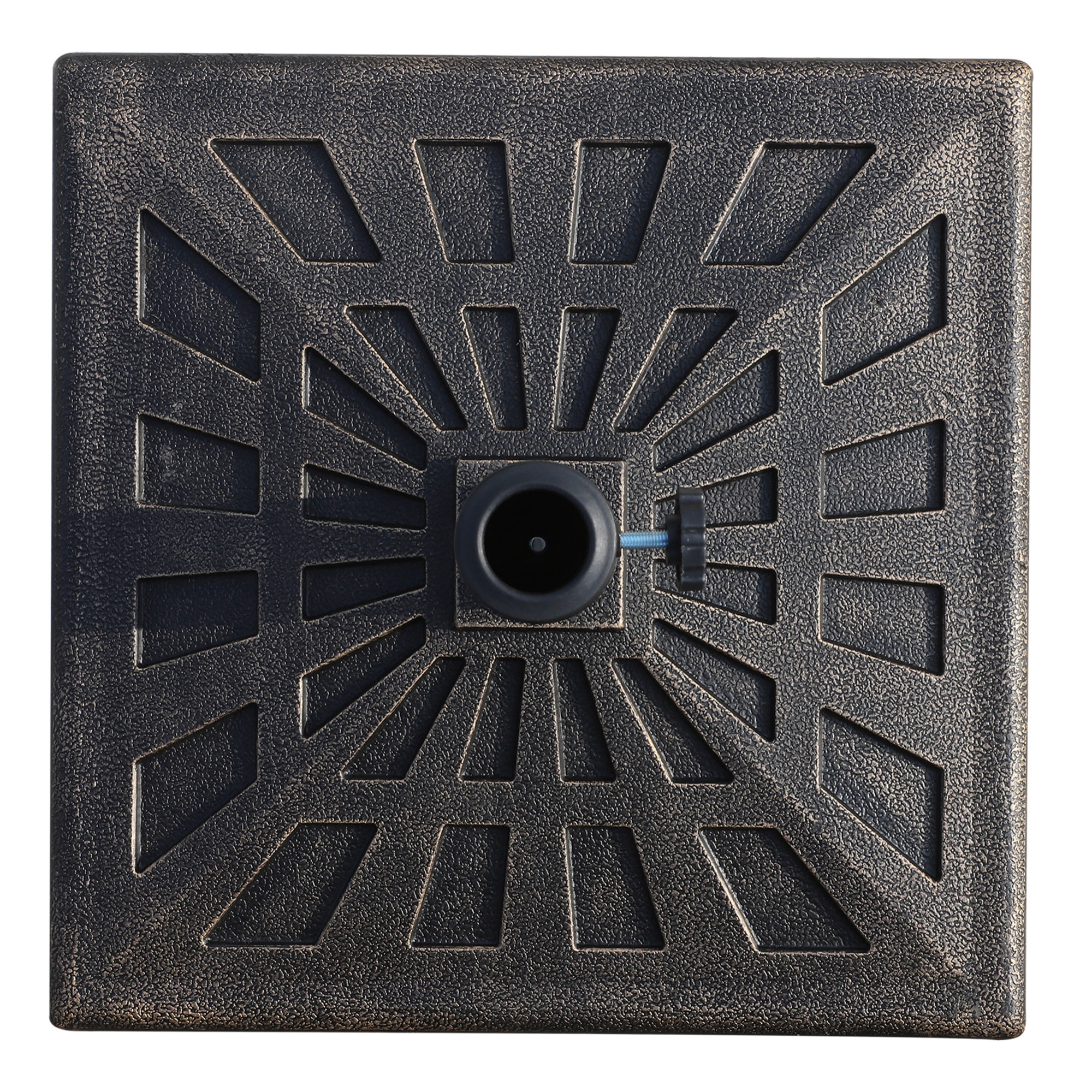Base de Sombrilla Peso 15 kg Soporte para Parasol de Resina para Mástiles de Ø3,8 cm y Ø4,8 cm para Terraza Patio Jardín Playa 47x47x32 cm Bronce