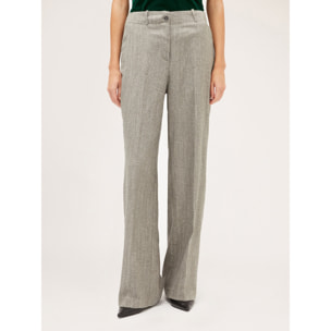 Motivi - Pantalones modelo palazzo en tejido de espiga - Gris