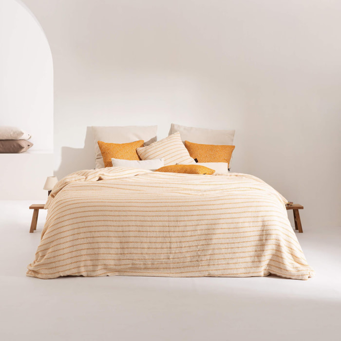 Housse de couette jacquard Agres Ocre