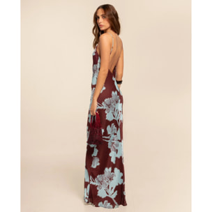Vestido largo lencero con corte al bies y tirantes