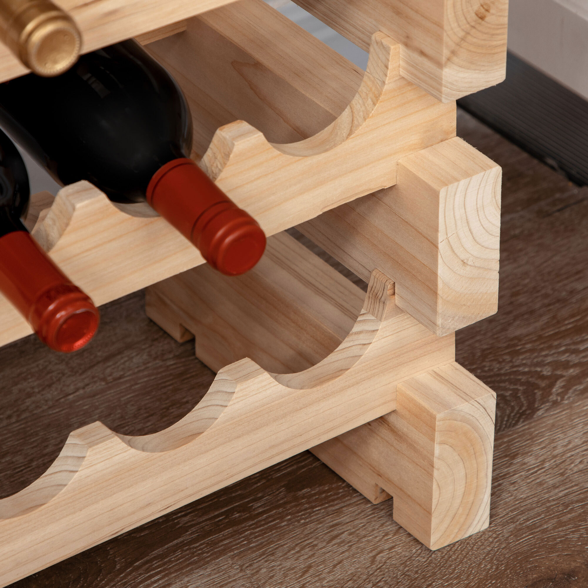 Étagère à bouteilles casier à vin range bouteilles horizontal 8 niveaux 96 bouteilles max. dim. 114L x 28l x 113H cm bois