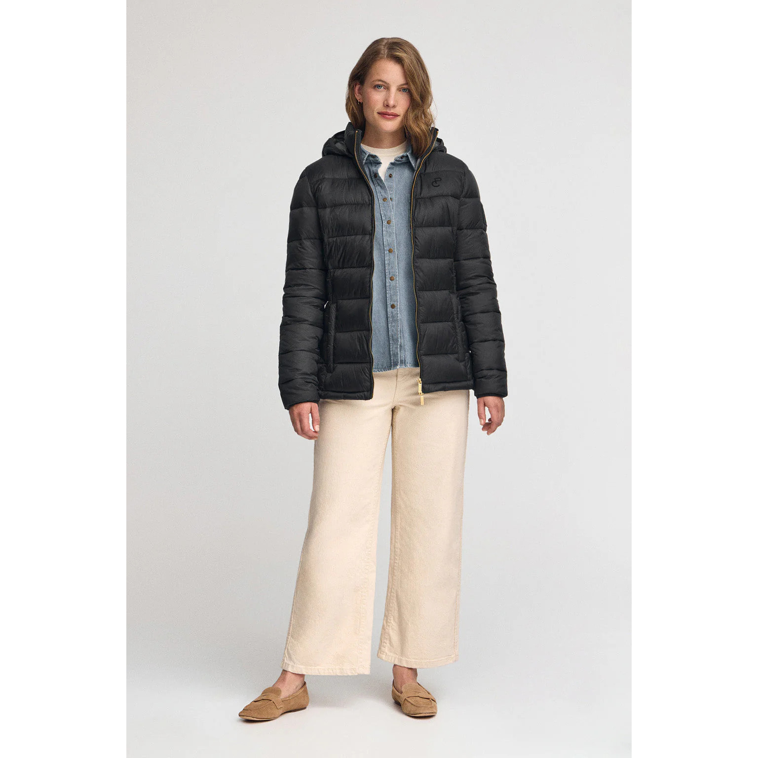 Chaqueta ultralight negra con logo Polo Club