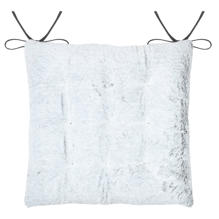 Galette de chaise imitation fourrure - Gris Perle