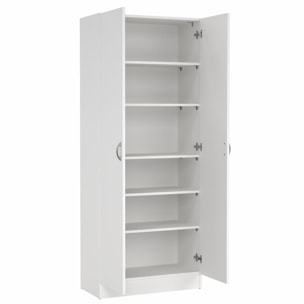 Armadio Multiuso 2 Ante Con 5 Ripiani Regolabili Mobile Salvaspazio Moderno Minimal Per Camera Ingresso Corridoio 69.2 x 34.6 x 170.4 Cm Bianco