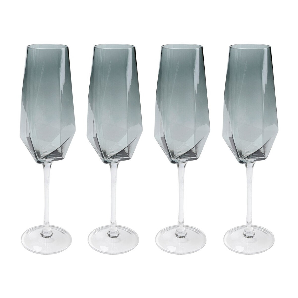 Flûtes à champagne Diamond fumé set de 4 Kare Design