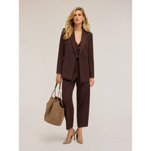 Motivi - Chaqueta cruzada con cinturón - Marrón