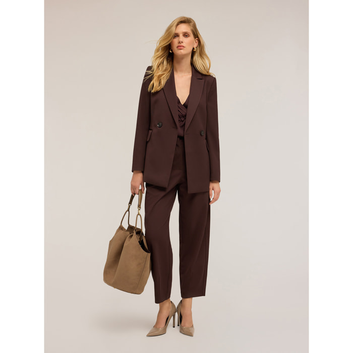 Motivi - Chaqueta cruzada con cinturón - Marrón