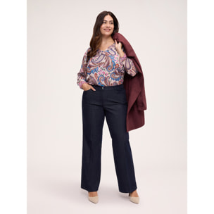 Fiorella Rubino - Blusa con stampa e volant in georgette - Beige