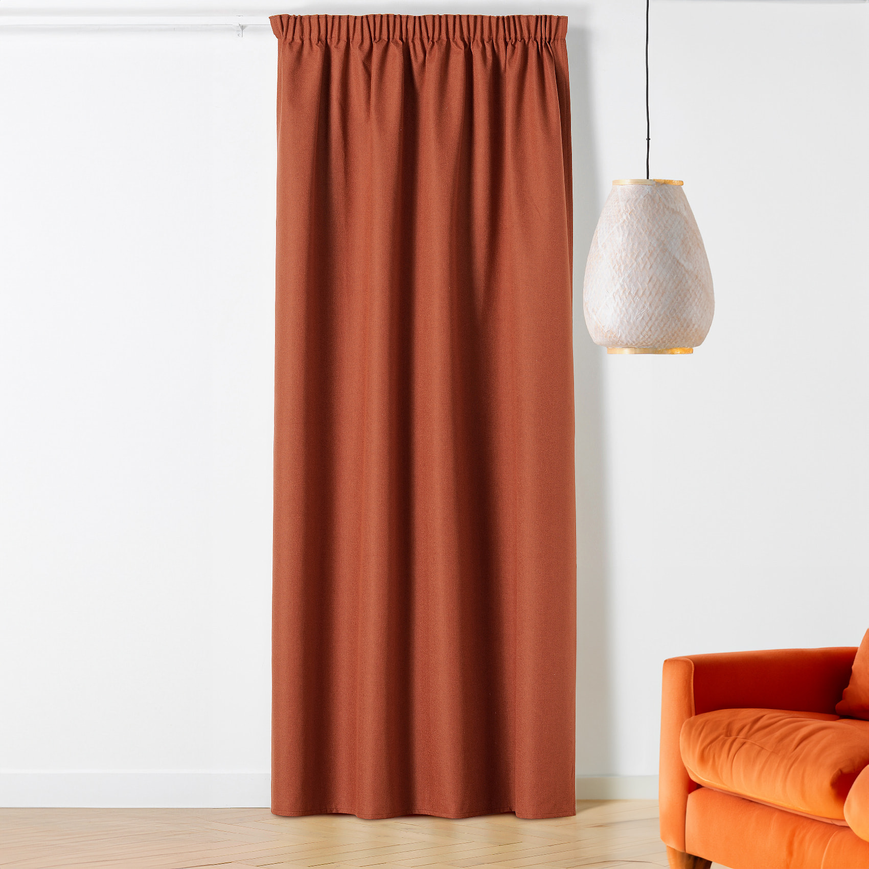 Rideau occultant galon fronceur  - Effet chiné - Brique