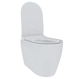 Coppia Sanitari Filomuro Filo Muro Filo Parete Vaso WC E Bidet Design Moderno In Ceramica Copriwater Chiusura Soft Close Rallentata Bianco Lucido