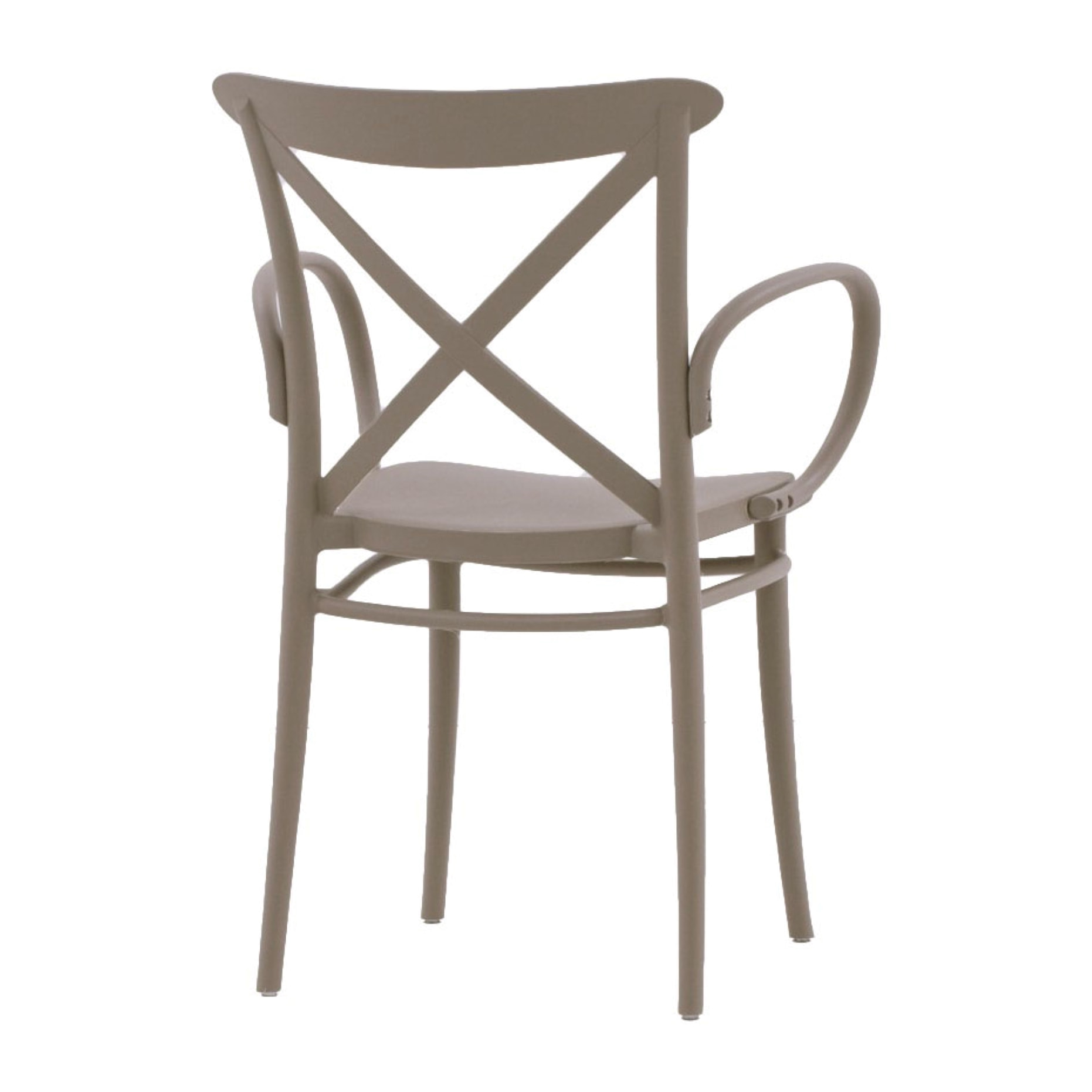 Set di 4 sedie RIO in polipropilene tortora con braccioli, impilabili