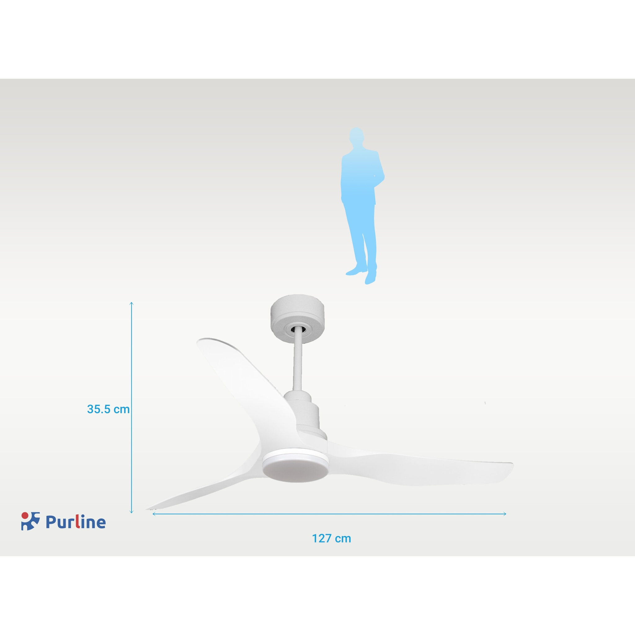 Ventilador de techo Modo Invierno/Verano Termostato Dimable Wifi Motor DC Techos Inclinados Mando a Distancia Luz tres tonos Adaptador 2/3 Aspas Hypersilence ThassosD127C04LED64453 PURLINE