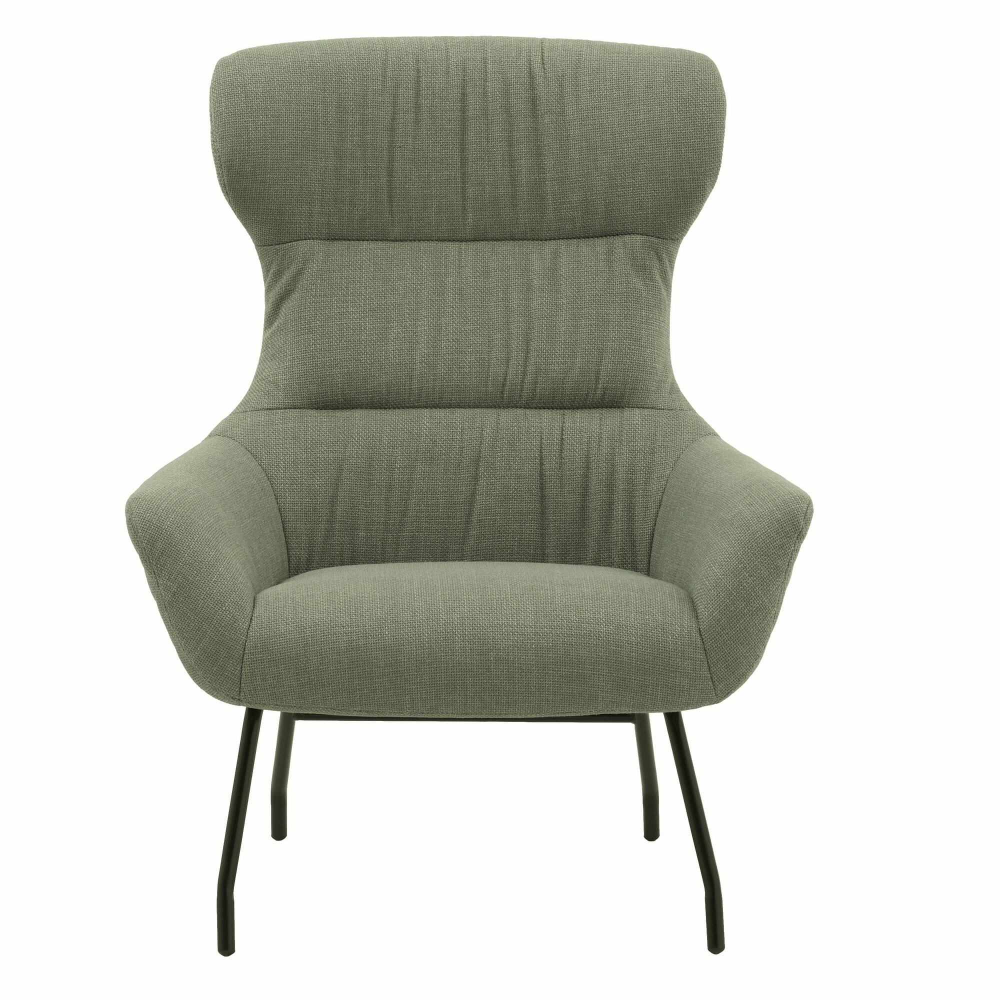 Poltrona HAITI in tessuto verde e gambe in metallo nero