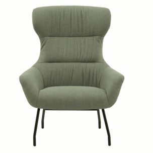 Poltrona HAITI in tessuto verde e gambe in metallo nero