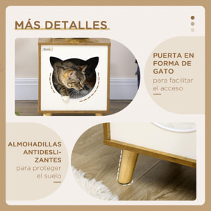 Caseta de Madera para Gatos Casa para Gatos Interior Cuerva de Gatos con Cojín Lavable y Patas Elevadas 34x34x44,5 cm Marrón