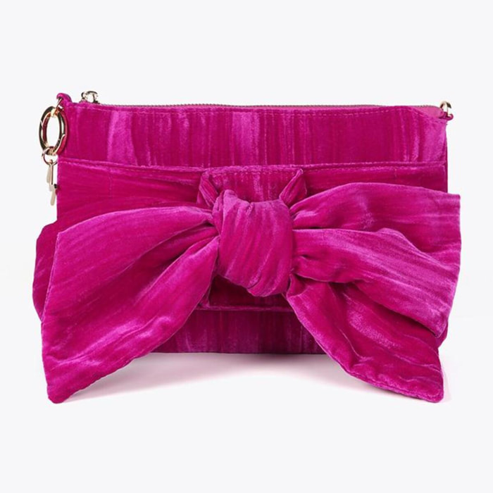 Borsa in velluto con fiocco frontale