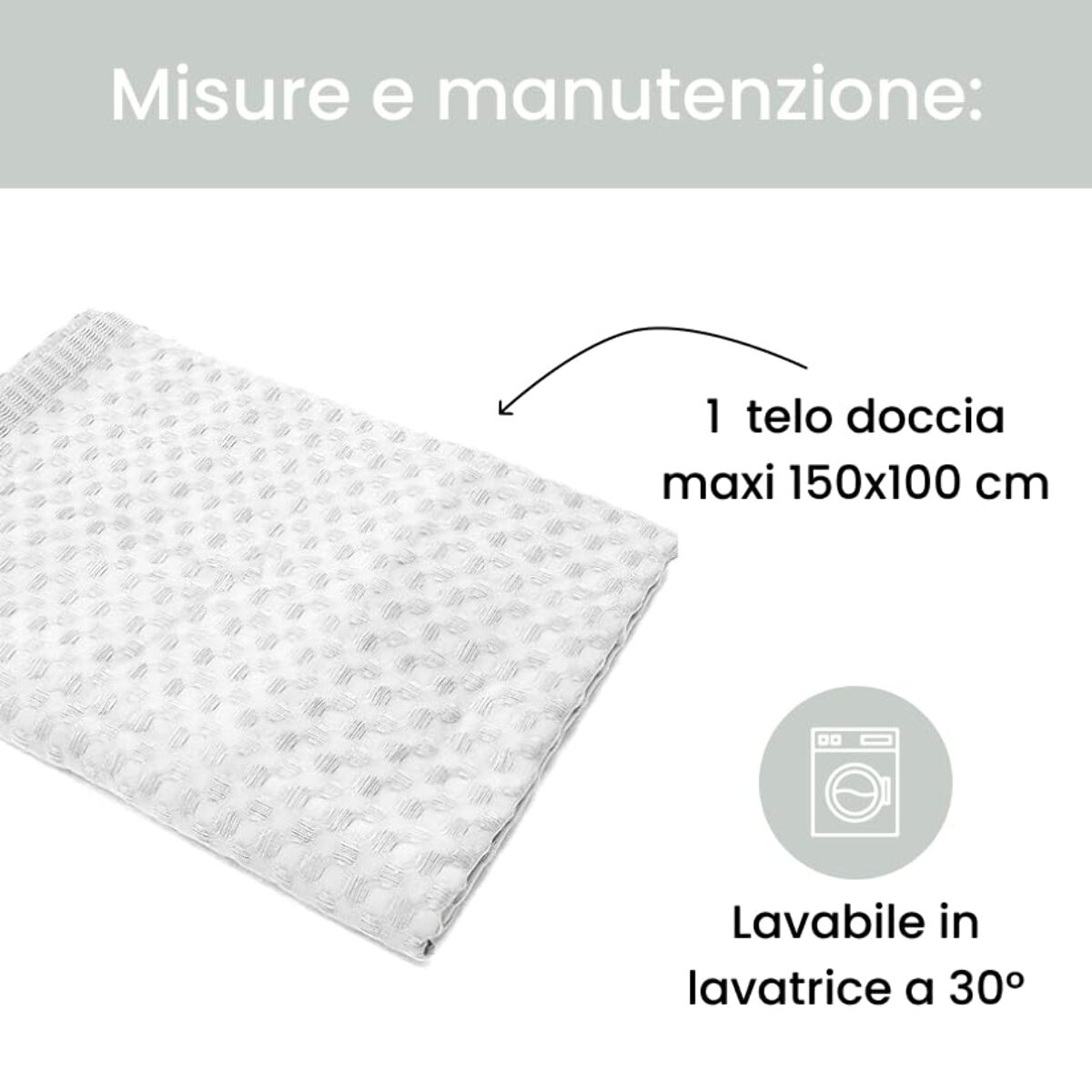 INTRECCI Telo Doccia Maxi, Asciugamano da Doccia, Telo Bagno 150 x 100 cm, in Spugna di Puro Cotone 300 gr/mq, Tinta Unita Bianco. Modello: Napone