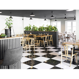 Tavolo bistrot Lignano in rovere naturale con base in metallo nero 70x70x75 cm