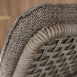 Lot de 2 chaises longues à roulettes en aluminium et tissu moka MADRAGUE