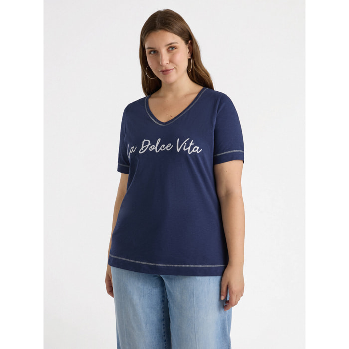 Fiorella Rubino - T-shirt con scritta - Blu