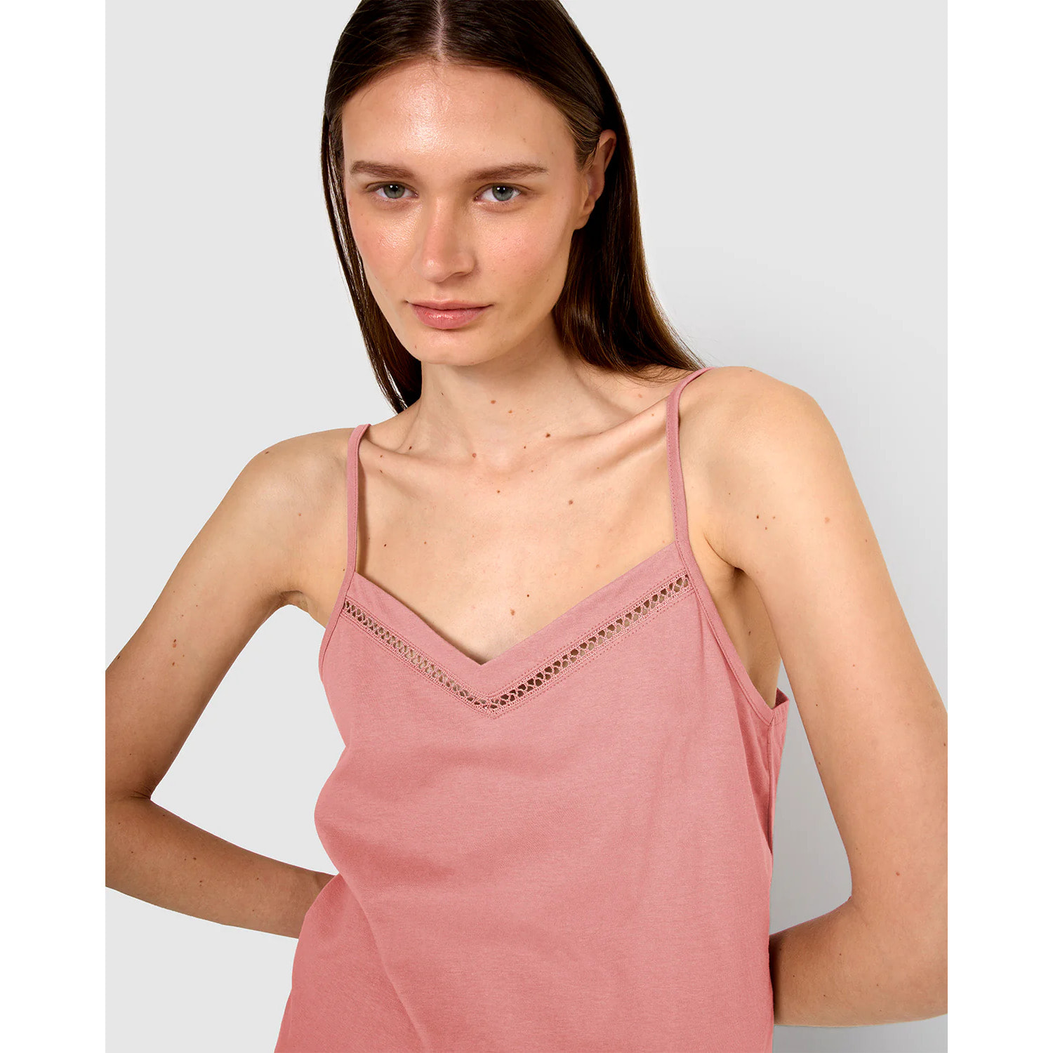 Pigiama corto cotone sfilatura spalline malva