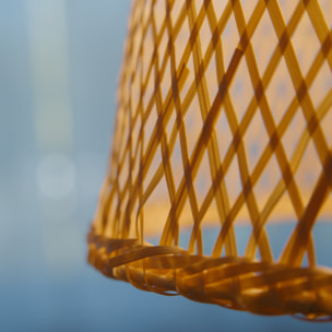 FORLIGHT Riba - Lámpara Colgante De Techo De Ratán Natural - Lámpara De Techo Moderna De E