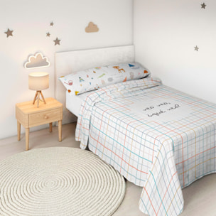Juego de Sábanas Estampadas - Infantil - Incluye 1 Funda de Almohada - 100% Algodón - Veo Veo