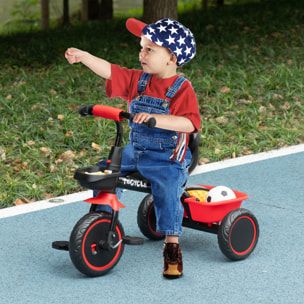 Tricycle pour enfant évolutif avec siège réglable - pédales - 2 paniers - ceinture - pour enfant de 2 à 5 ans - rouge et noir