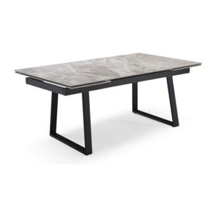 Table extensible céramique gris marbré 180/260 cm pieds métal - UNIK