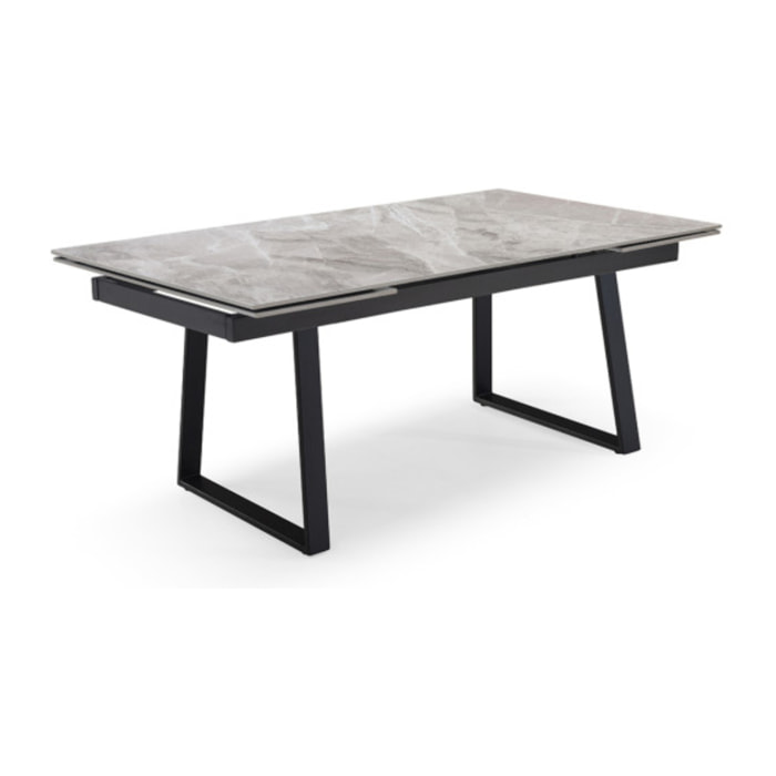 Table extensible céramique gris marbré 180/260 cm pieds métal - UNIK