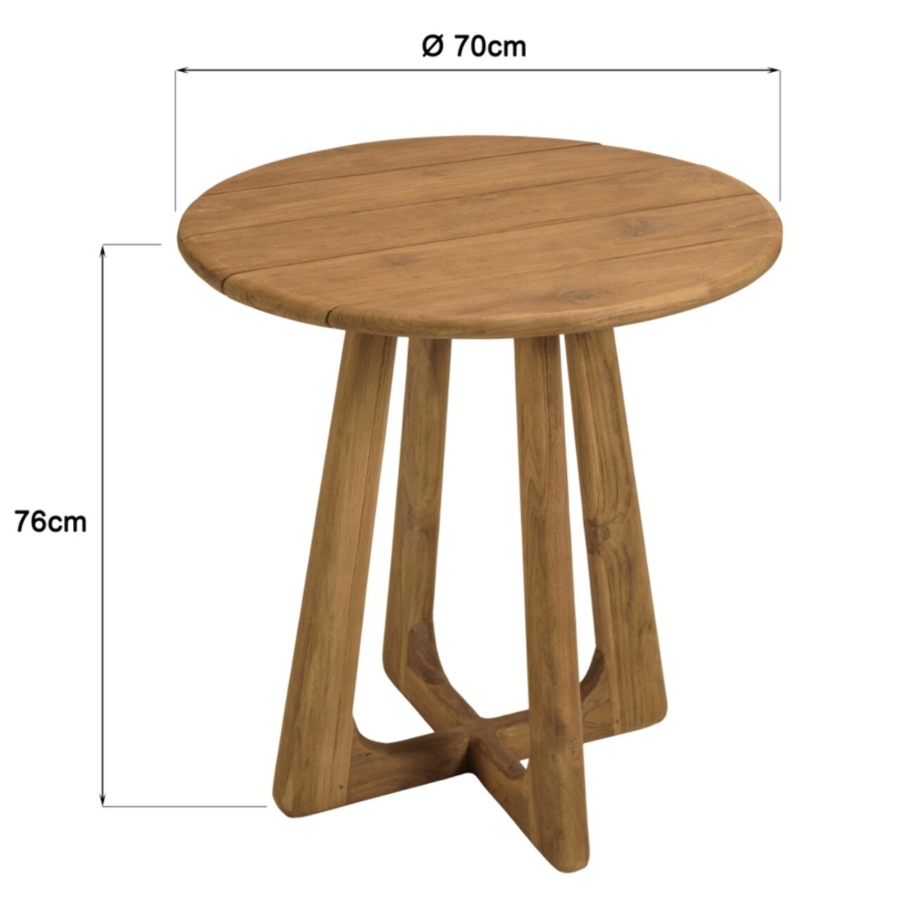 COLINE - Table à manger de jardin ronde en bois de teck recyclé D70cm (2 COLIS)