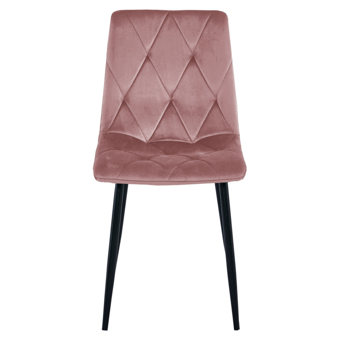 Sedia Libra in velluto rosa con gambe in metallo nero