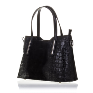 Fiesole Bolso tote Mujer.Piel auténtica Gamuza Grabado Cocodrilo