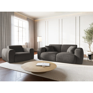 Fauteuil "Nolio" 2 places en chenille gris