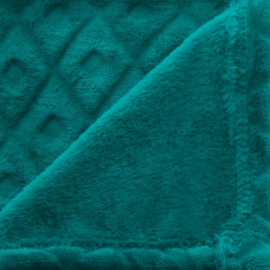 Plaid "Losange" flanelle bleu canard 125x150cm