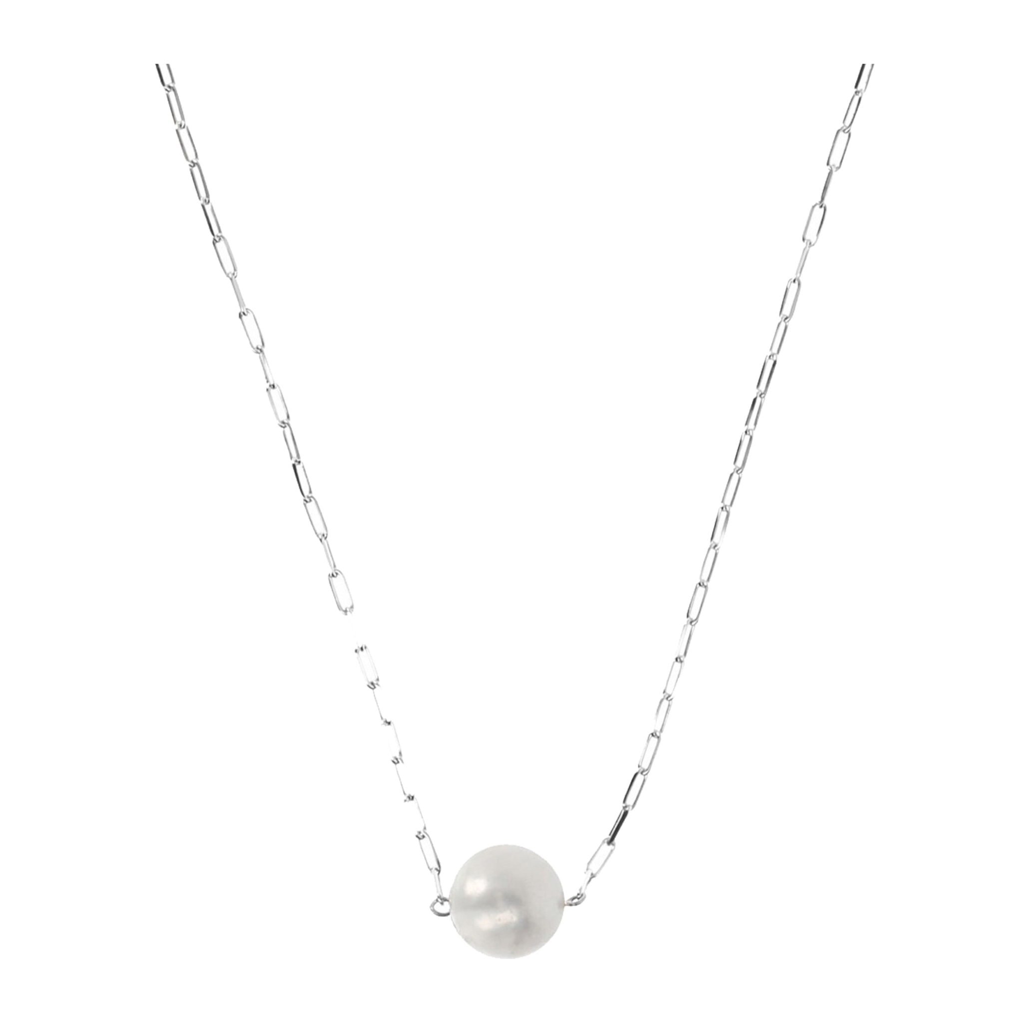 Collana Catena Forzatina con Pendente in Perla Bianca