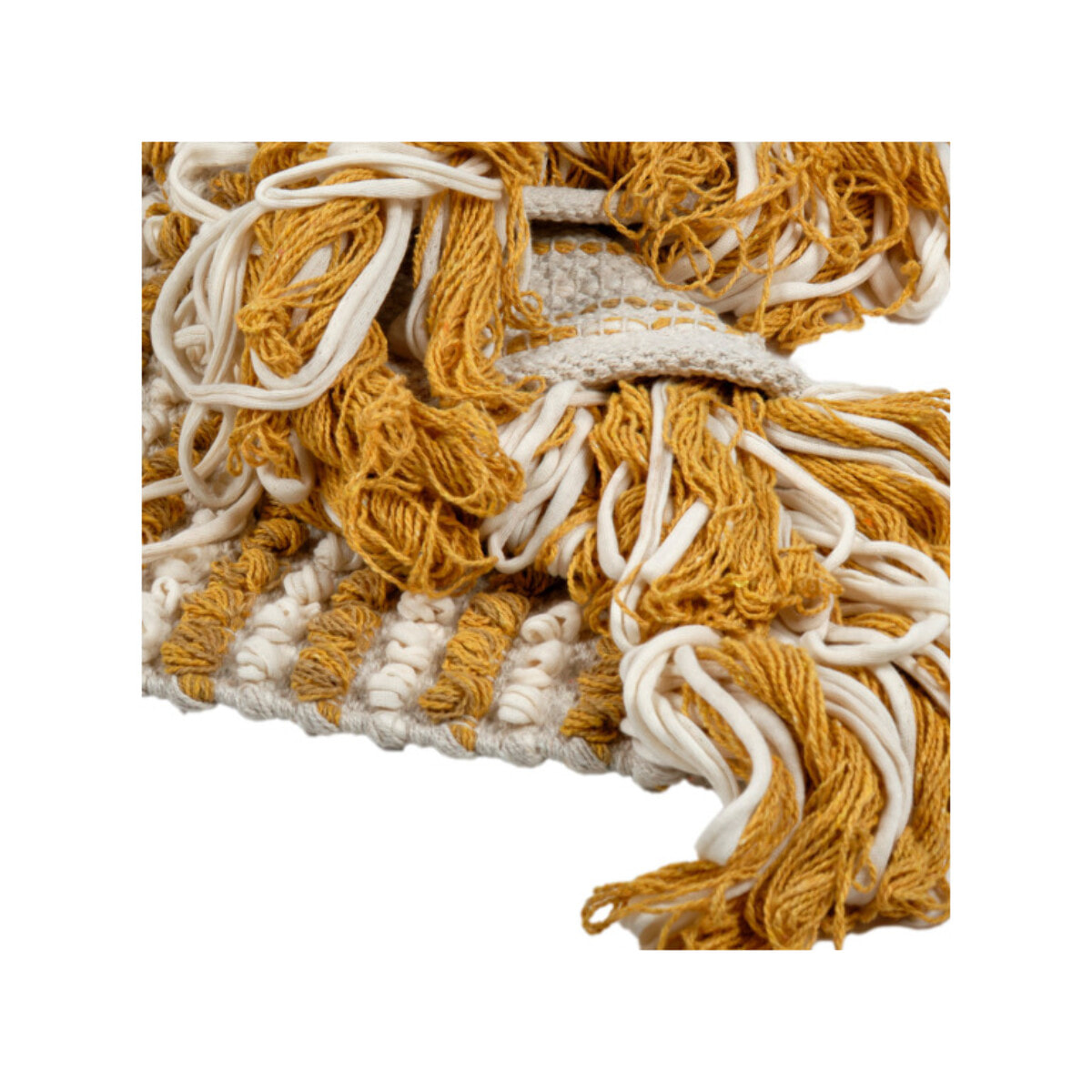 Tapis 60 x 80 cm tissu texturé petits pompons avec franges bicolores - MARINE
