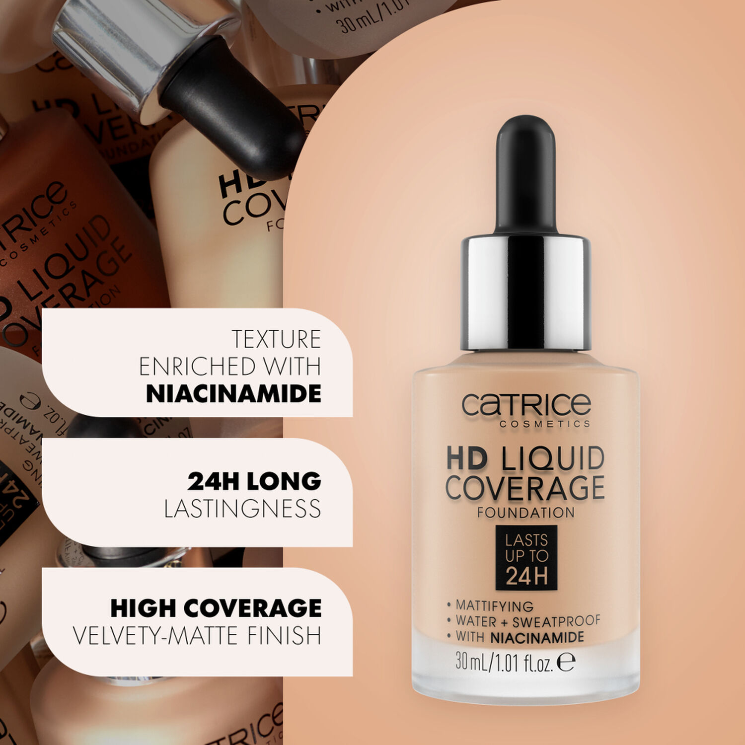 Hd Liquid Coverage Foundation - Fond de Teint Liquide Haute Couvrance 30ml