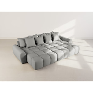 Adelaide - canapé d'angle réversible 4 places avec pouf d'appoint en tissu texturé - Gris