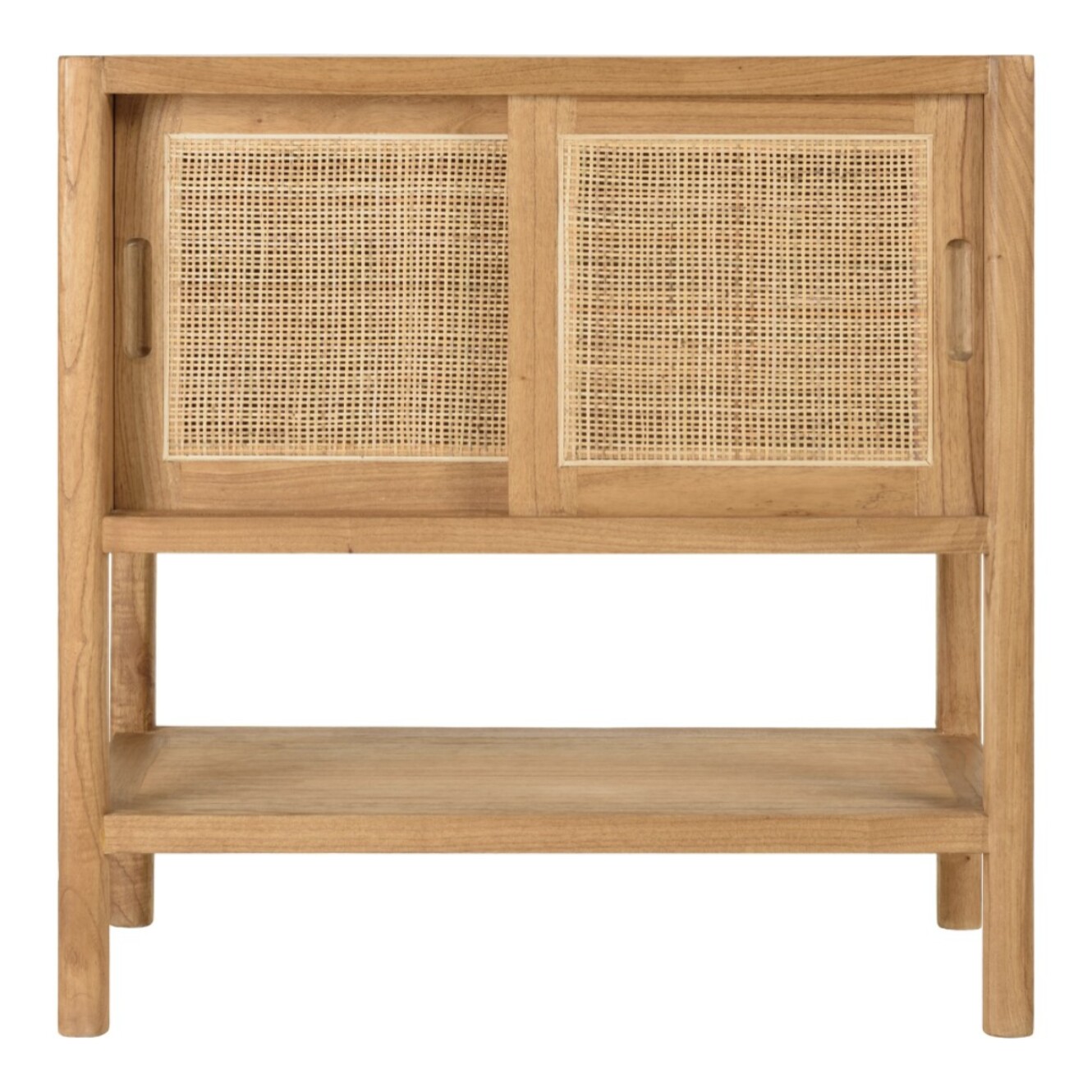 AMY - Buffet 2 étagères 2 portes coulissantes en mindi et rotin naturel AMY